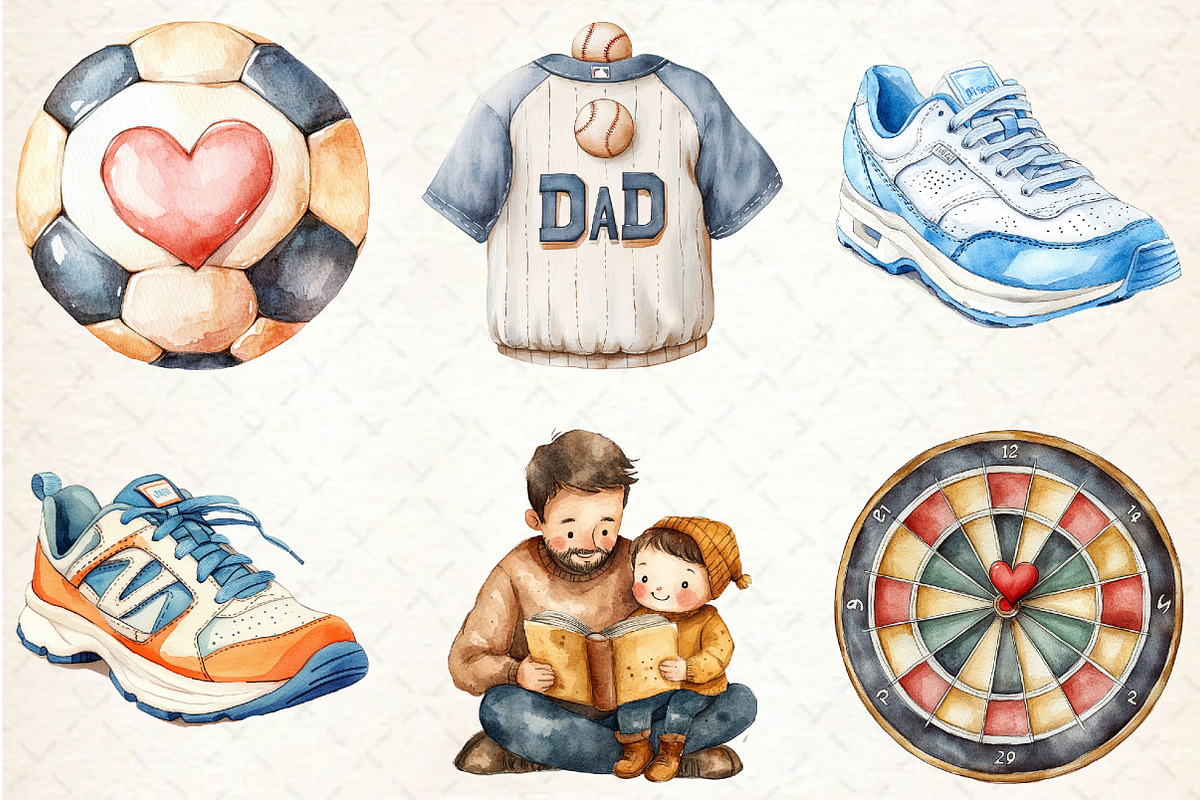 Fathers Day Watercolor Clipart, a Seasonal Illustration by Rose Art (Photo 4 of 4)