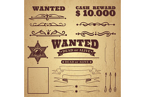 Wanted Poster. Wild West Vintage