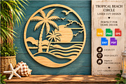 Tropical Beach Circle Laser Cut SVG, an Object Graphic by DreamCafeArt (Thumbnail 1 of 3)