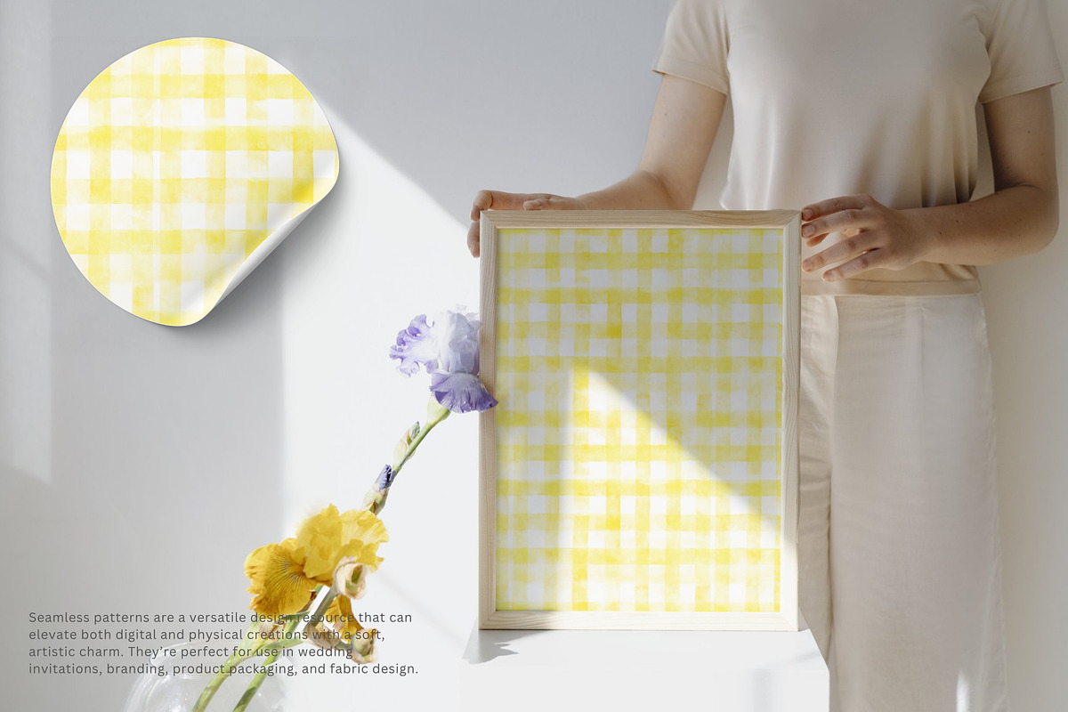 yellow gingham plaid pattern, a Pattern Graphic by Pink Studio Art (Photo 4 of 5)