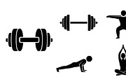 Fitness Workout Silhouette Icon Set, an Illustration by musafir_fashion (Thumbnail 49 of 51)