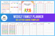 Weekly Family Planner Canva, a Stationery Template by Designmela01 (Thumbnail 1 of 4)
