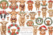 Christmas Highland Cow Clipart PNG, an Illustration by SinaCreation (Thumbnail 1 of 7)