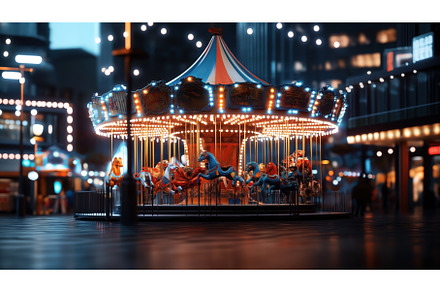 Vintage carousel with brightly lit, an Arts & Entertainment Photo by Sergey Kotenev