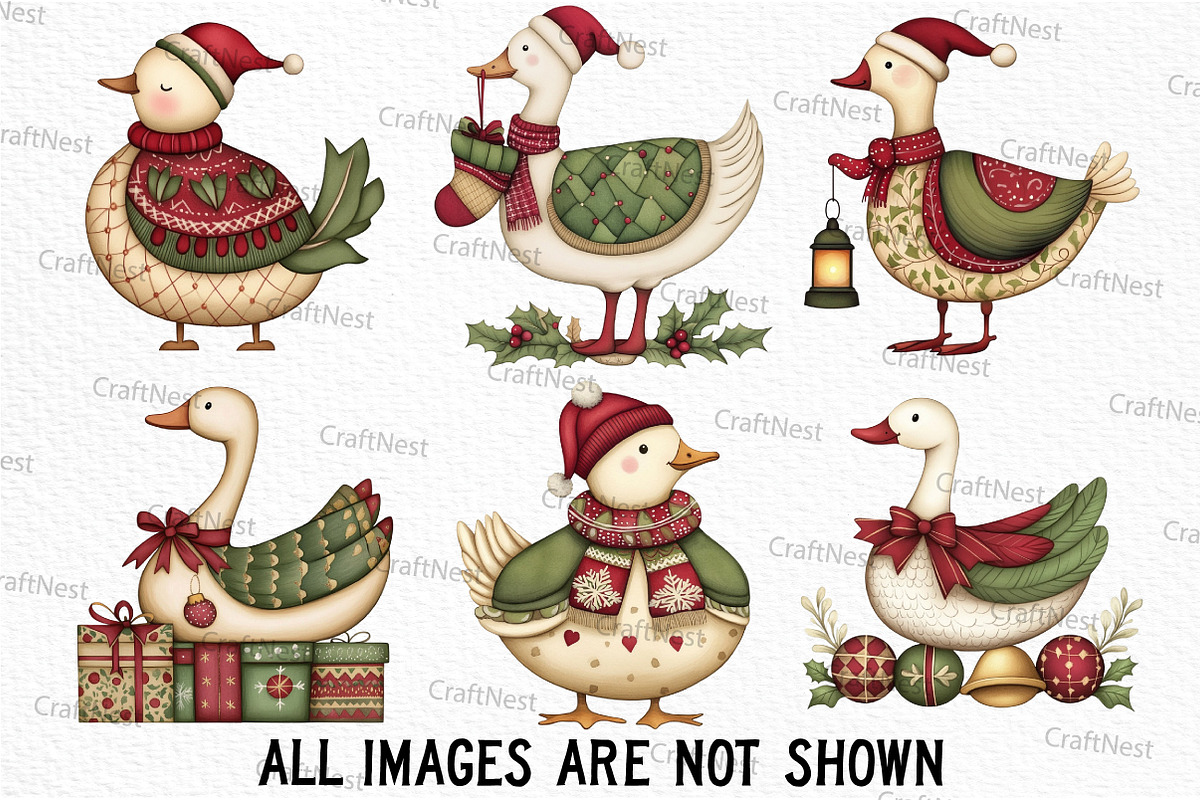 Christmas Goose Clipart, an Illustration by Craft Nest (Photo 5 of 6)