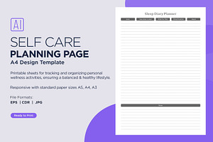 Sleep Diary Self Care Planner
