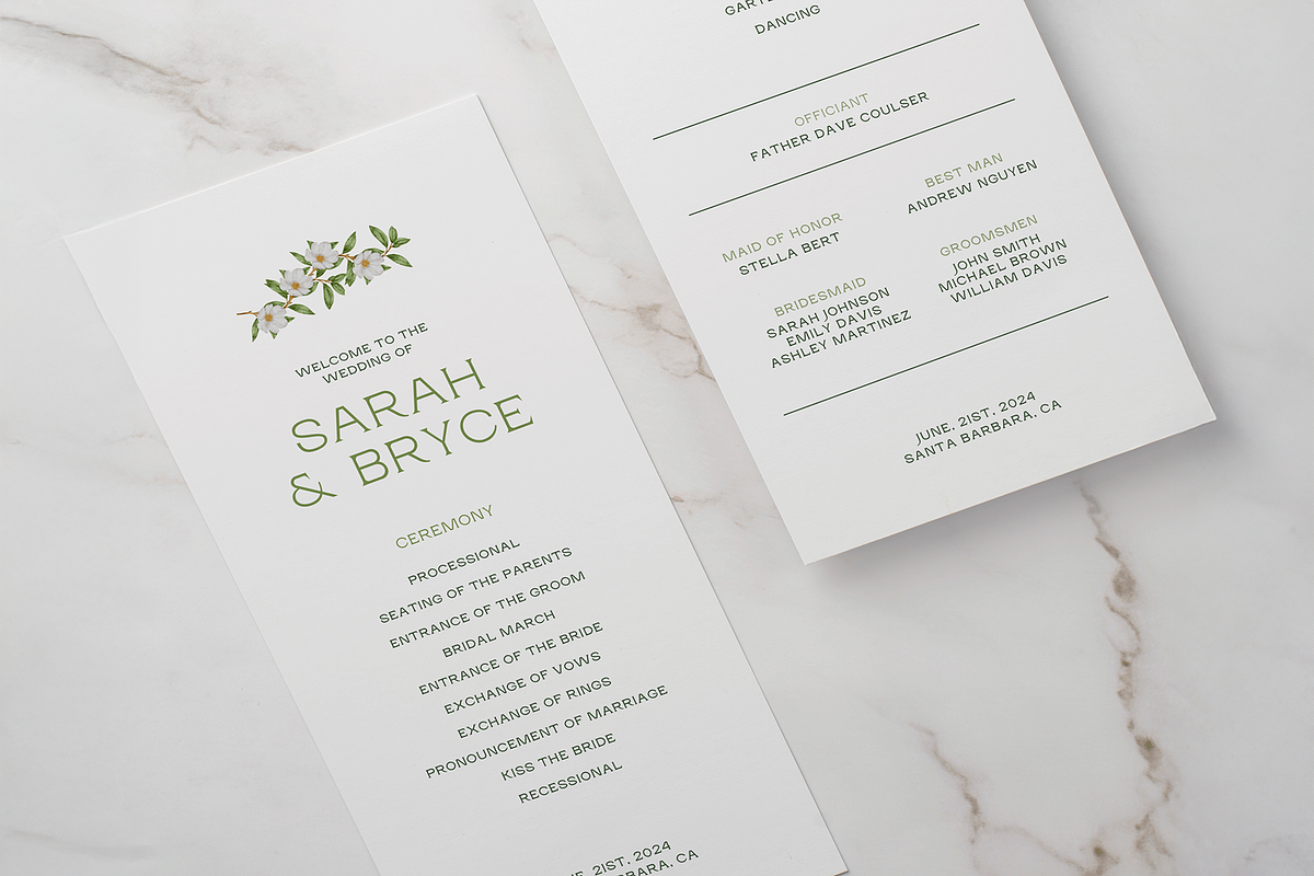 Green Floral Event Program Template, a Stationery Template by Paraná Studio (Photo 4 of 5)