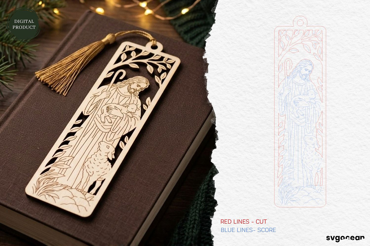 Wooden Jesus Bookmarks SVG Bundle, a Decorative Illustration by svgocean (Photo 7 of 13)