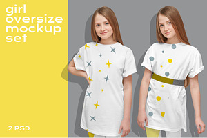 Oversize girl t-shirt mockup