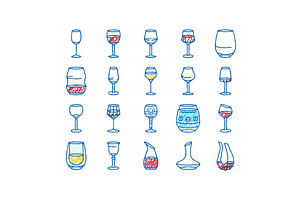 wine glass red drink alcohol icons, an Object Illustration by pikepicture