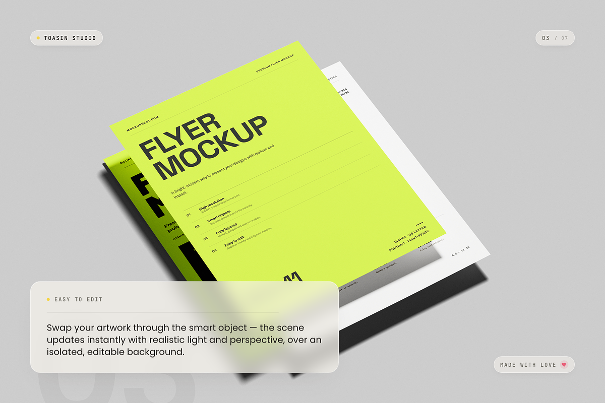US Letter Flyer Mockup, an Advertising Mockup by Toasin Studio (Photo 3 of 7)