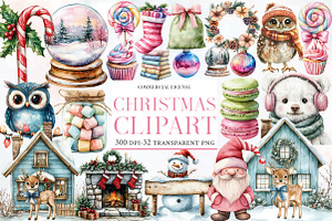 Christmas Watercolor Clipart, an Illustration by Designworld