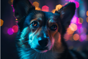 Corgi Dog Cyberpunk. Generate Ai