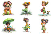 Whimsical Summer Girl Clipart, an Illustration by Dream Creation (Thumbnail 2 of 7)