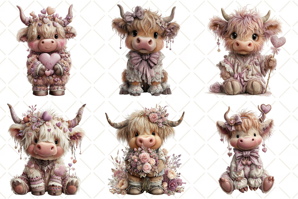 Whimsical Valentine Highland Cow, an Illustration by Black Bird Studio (Photo 4 of 6)