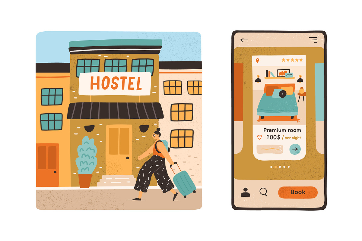 Girl travel. Hotel search & check-in, a Person Illustration by Good Studio (Photo 3 of 4)