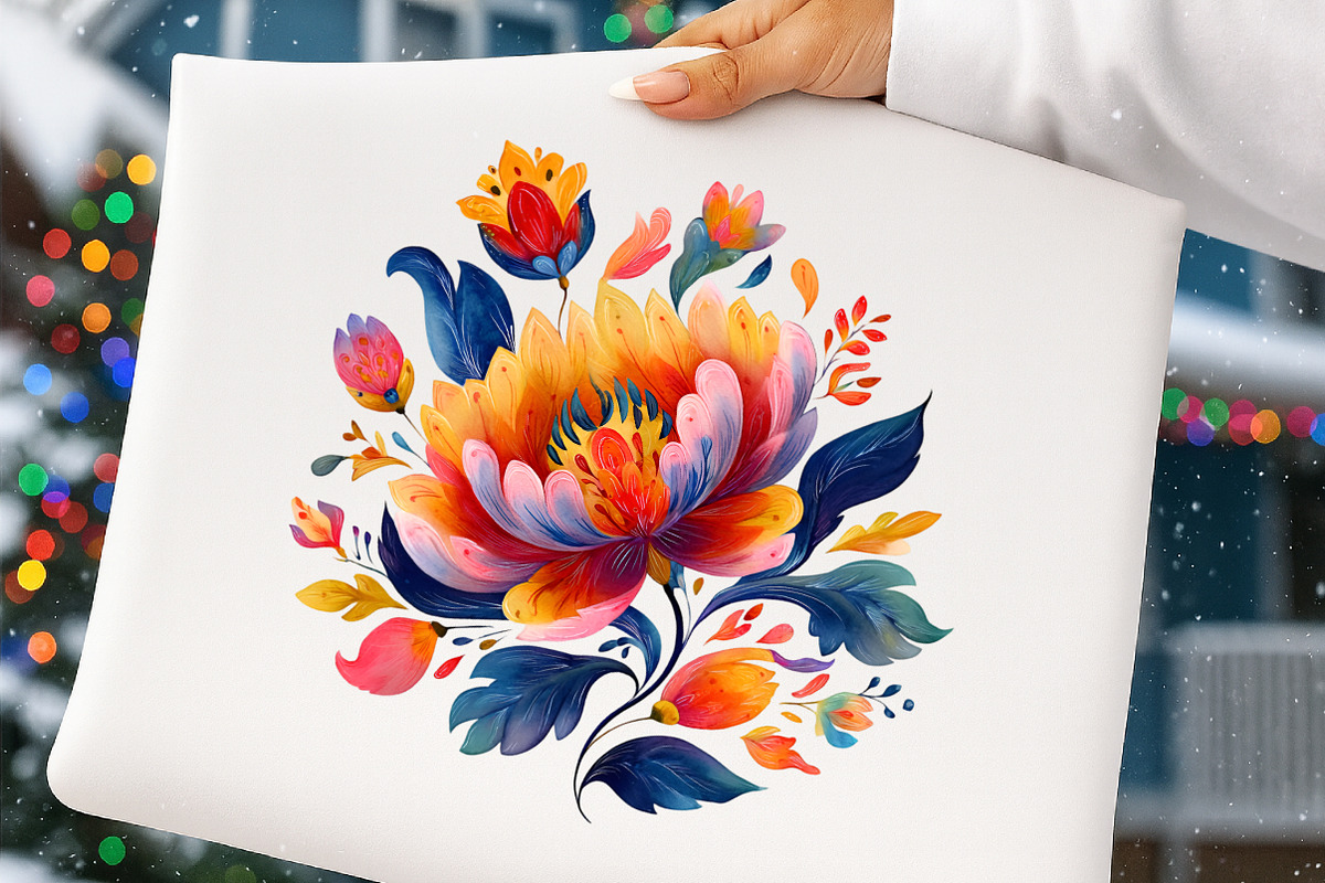Watercolor Colorful Folk Floral, an Illustration by Digital Artistic99 (Photo 9 of 9)