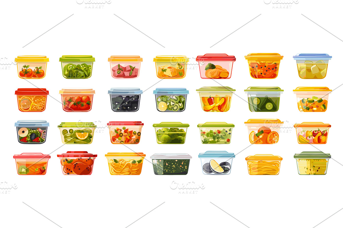 Plastic food containers cartoon, a Food Illustration by Stock-Smart-Start