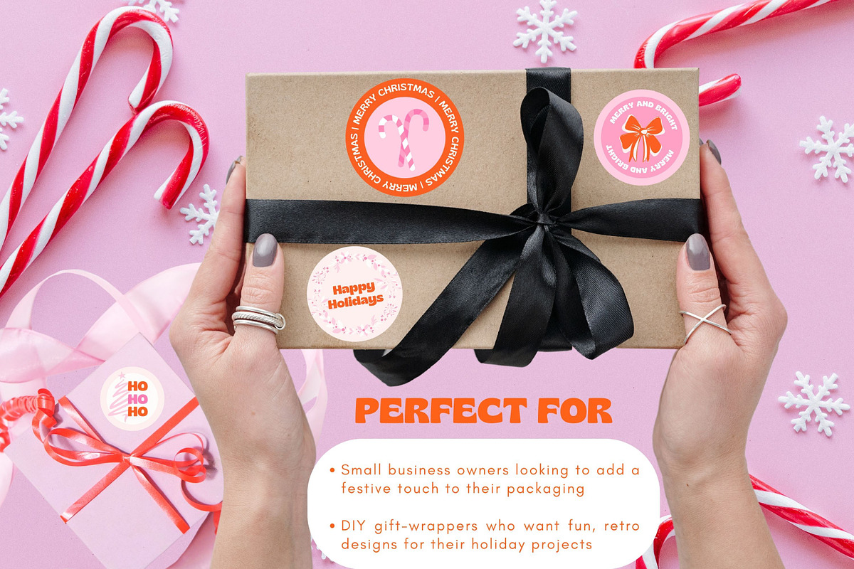 Round Xmas Retro Sticker Templates, a Stationery Template by Hell Yeah Designs (Photo 7 of 8)