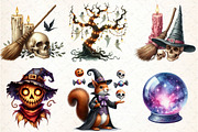 Watercolor Halloween Evening Clipart, an Illustration by DreamCafeArt (Thumbnail 3 of 7)