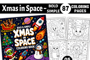Xmas in Space Bold & Easy Coloring, a Seasonal Illustration by Coco Bloom