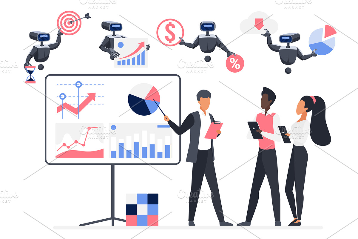 Business analysis ai assistant, a Person Illustration by Lemberg Vector