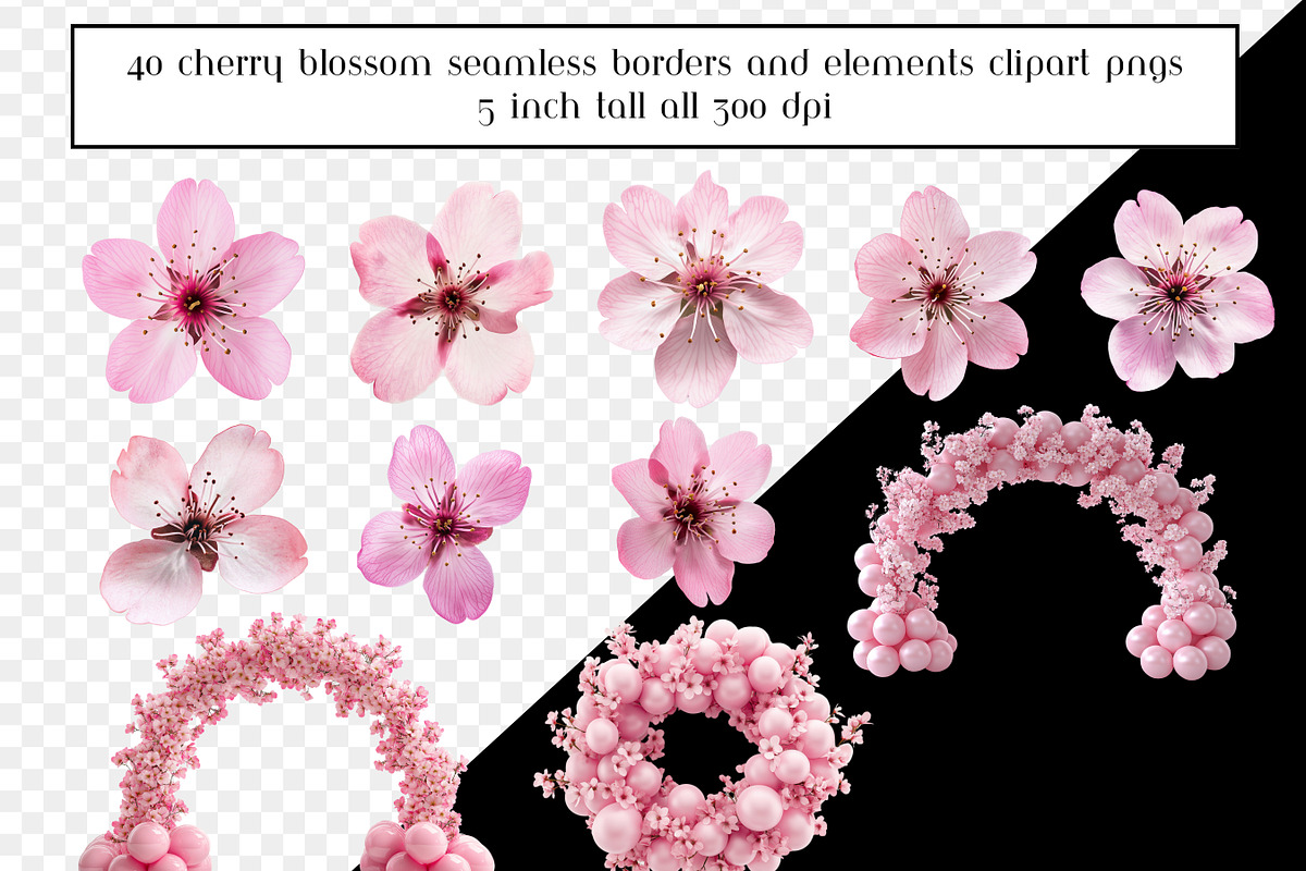 Cherry Blossom Seamless Borders, an Object Graphic by AllTheKewtClipart (Photo 7 of 10)
