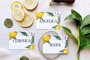 Lemon Watercolor Wedding Invitation