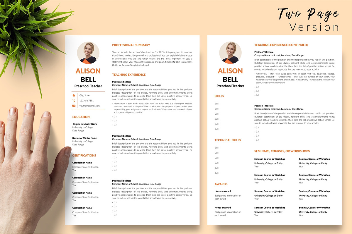 Teacher CV Format / Resume - Alison, a Resume Template by Templates Design Co. (Photo 3 of 17)