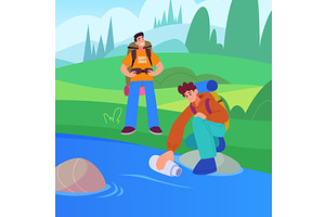 Tourists near water. happy, a Sport Illustration by Onyx