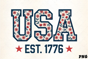 Usa floral design patriotic american, an Illustration by CrexoraLab