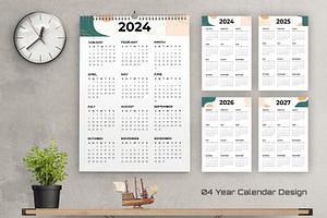 Wall Calendar 2024 To 2027 Template