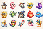 Watercolor Funny Bird Clipart, an Illustration by Rose Art (Thumbnail 2 of 7)