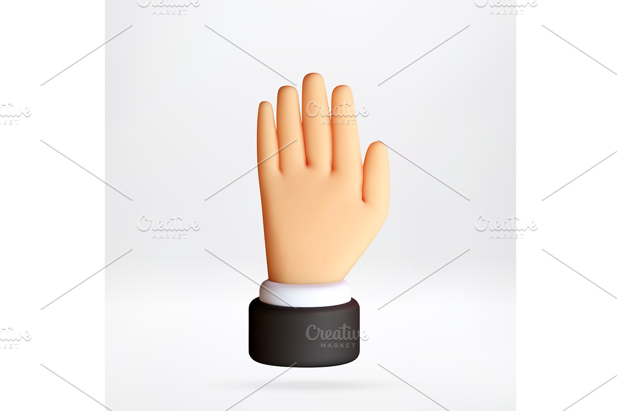 3D human hand showing open palm, an Object Illustration by Abscent