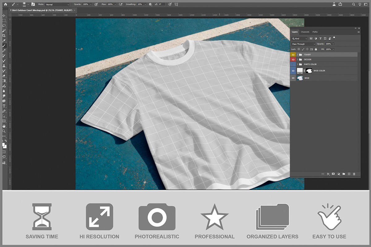 T-shirt Outdoor Court PSD, a Shirt Mockup by Bruno's Shop (Photo 2 of 3)