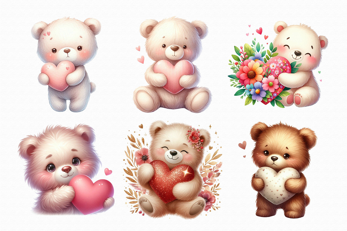 Cute Valentine Bear Holding Heart Cl, a Graphic by Libby Wishes (Photo 6 of 6)