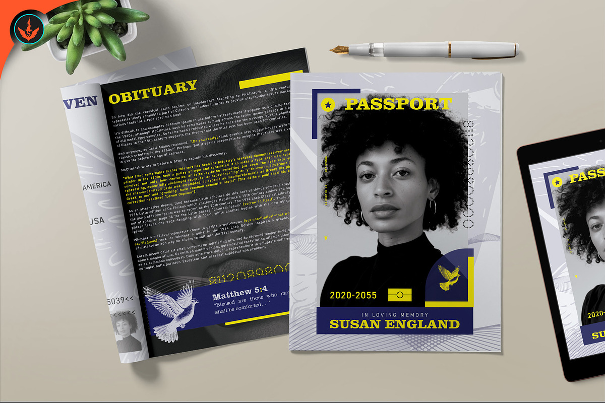 Modern Passport Funeral Program, a Brochure Template by SeraphimChris (Photo 5 of 7)