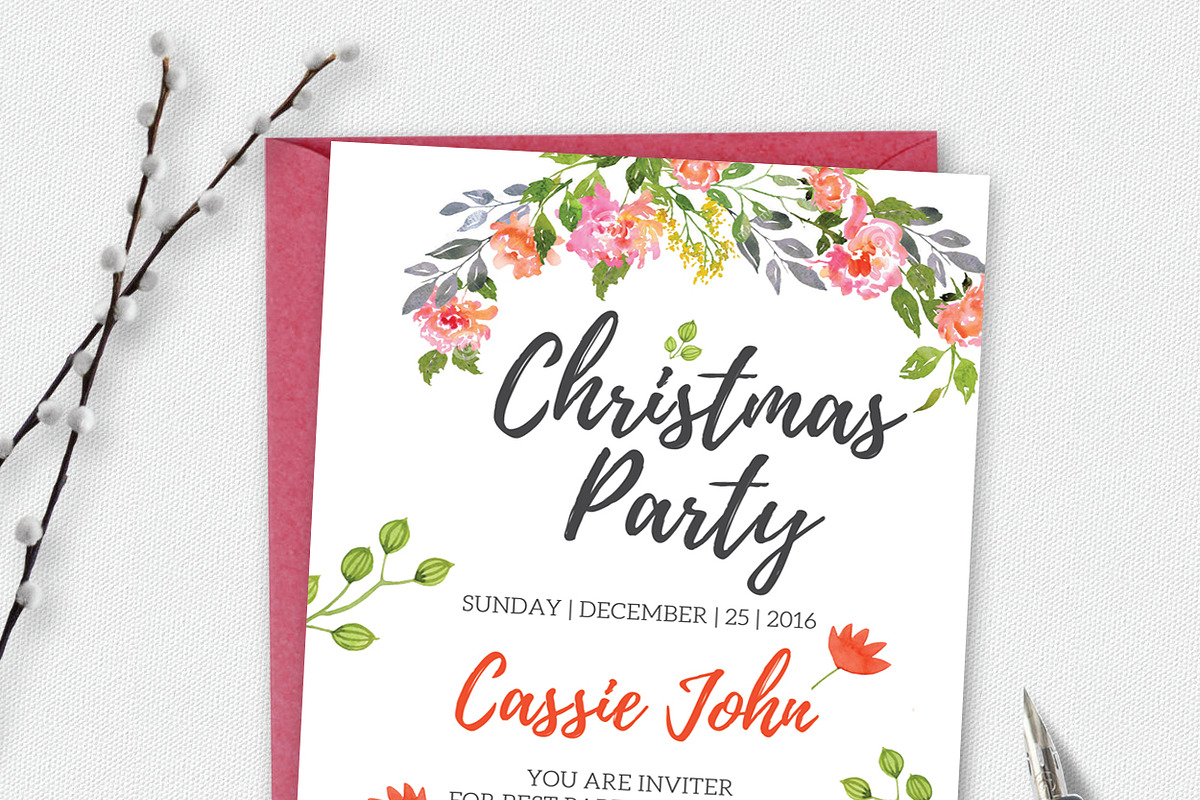 Christmas Party Invitation And Greet, an Invitation Template by graphicforest (Photo 1 of 2)