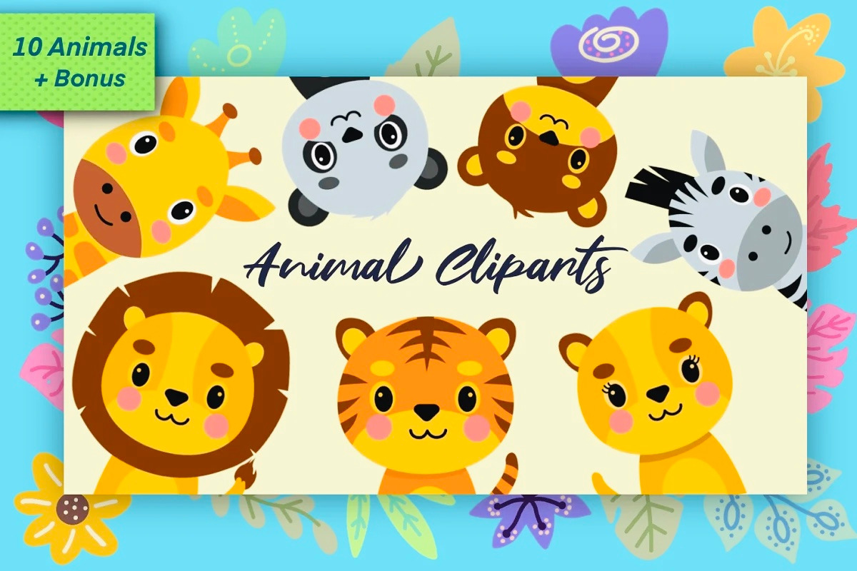 Cute Animals Portrait Bundle, an Animal Illustration by Vectorheroes (Photo 4 of 6)