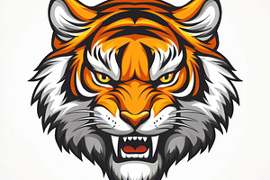 Fierce Tiger Head Mascot Logo Design, an Animal Photo by Pixeness Studio