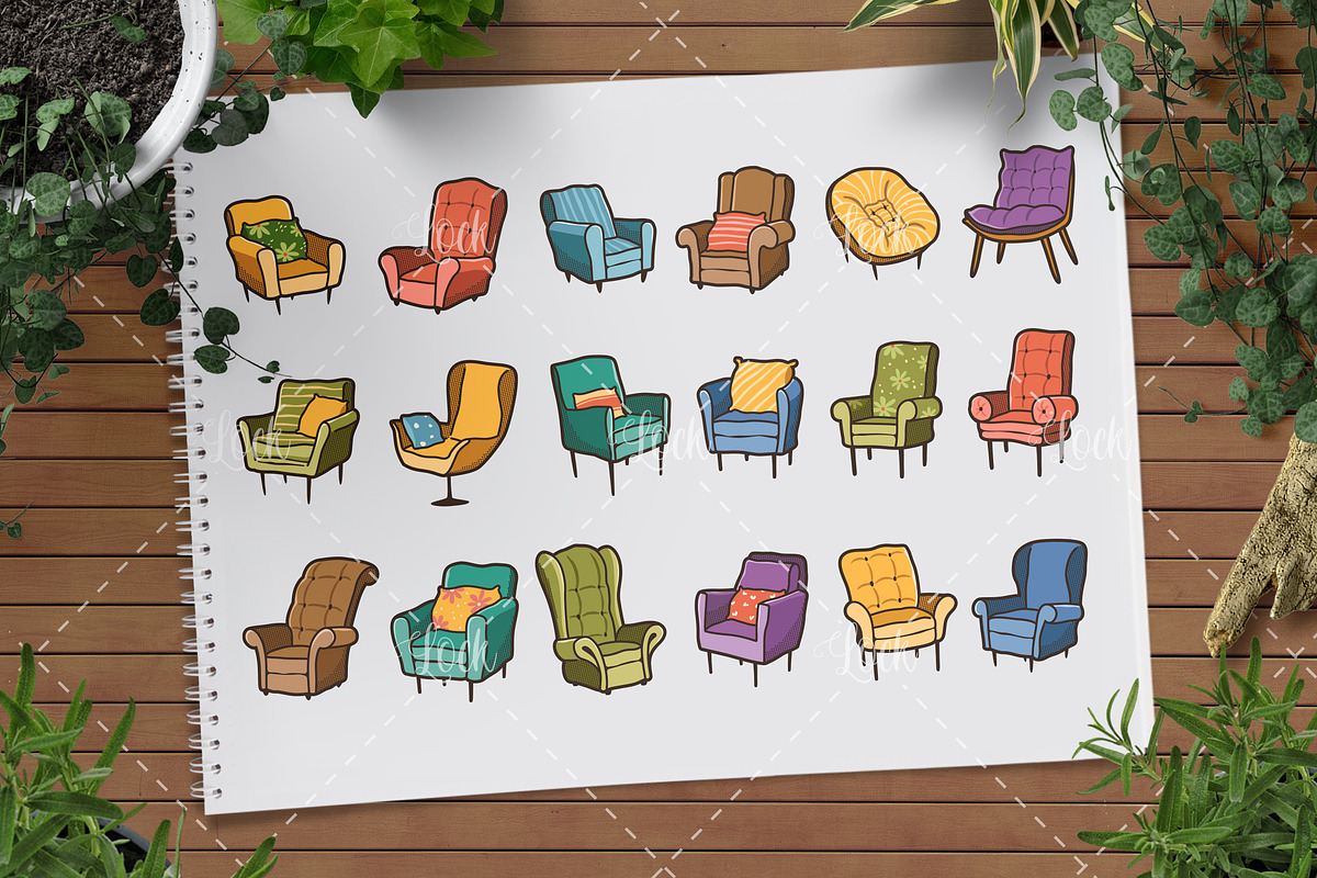 Set of armchair design, a Graphic by Allmostudio (Photo 2 of 4)