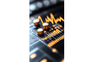 Close up of audio mixer knobs with, an Object Illustration by Lermont51