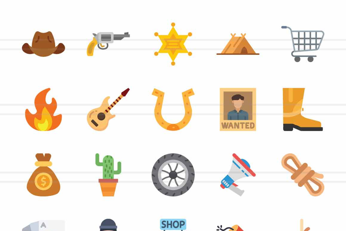 50 Wild West Flat Multicolor Icons, an Icon by IconBunny (Photo 2 of 2)