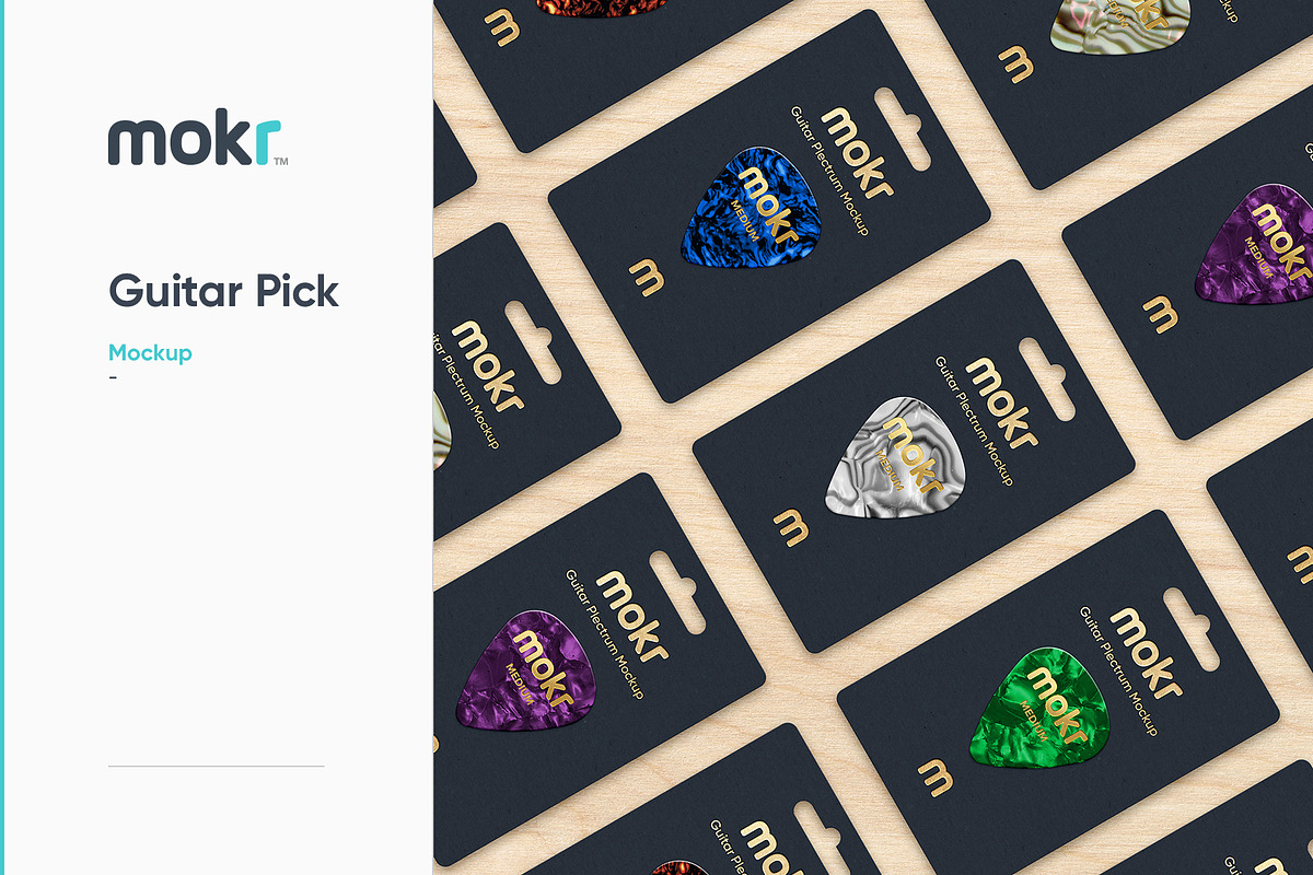 Guitar Pick Mockup, a Product Mockup by Mokr (Photo 1 of 5)