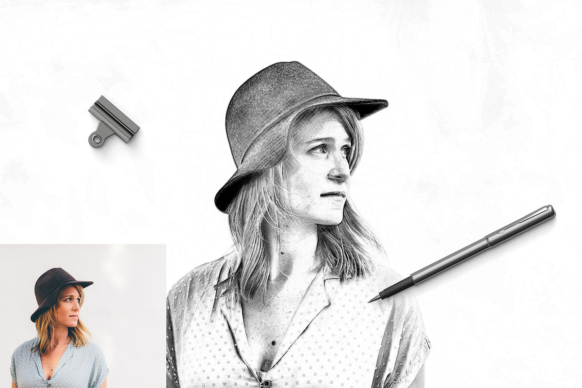 Pencil Drawing Photoshop Action, an Action Add-On by MockUpgrade (Photo 3 of 7)