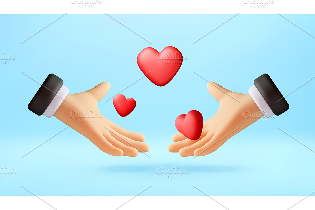 3D Two hands holding floating red, an Object Illustration by Abscent