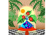 Tropical Avant Garde Sun Light Doorw, a Decorative Illustration by Sharon Schwalbe (Thumbnail 2 of 2)