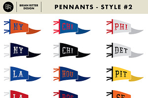 Vintage Pennants Baseball Vectors