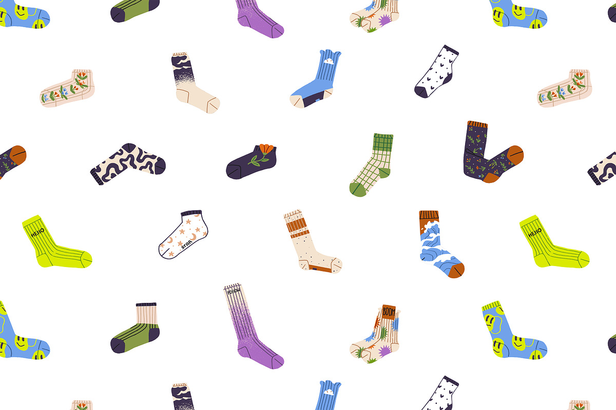 Modern, stylish socks set + patterns, an Object Illustration by PaperTrident (Photo 2 of 3)