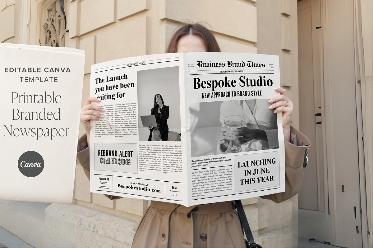 Editable Newspaper Template Canva